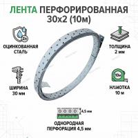 Лента монтажная перфорированная 30х2 (10м)