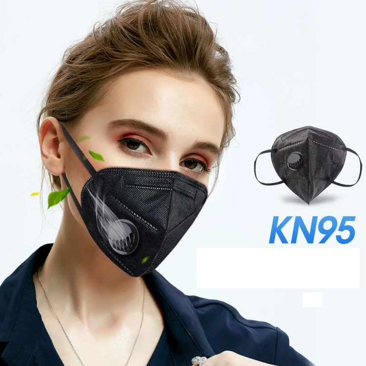 Респиратор строительный с клапаном KN95 FFP2 (черный)|